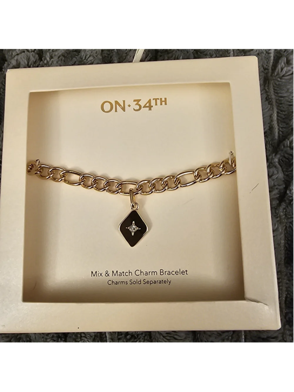 ON·34TH Gold and Black Charm Bracelet